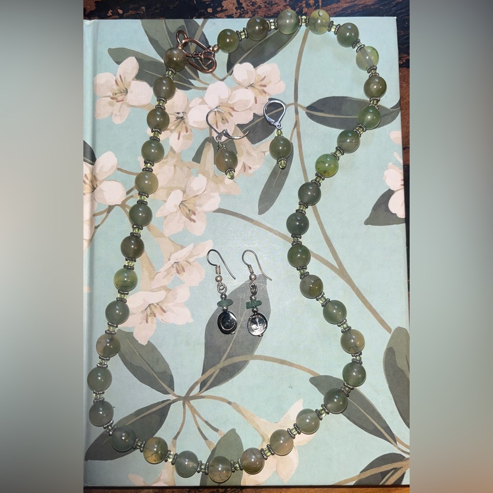 3 Necklace/Earrings Prehnite Set + Aventurine Earrings (2 pairs earrings)